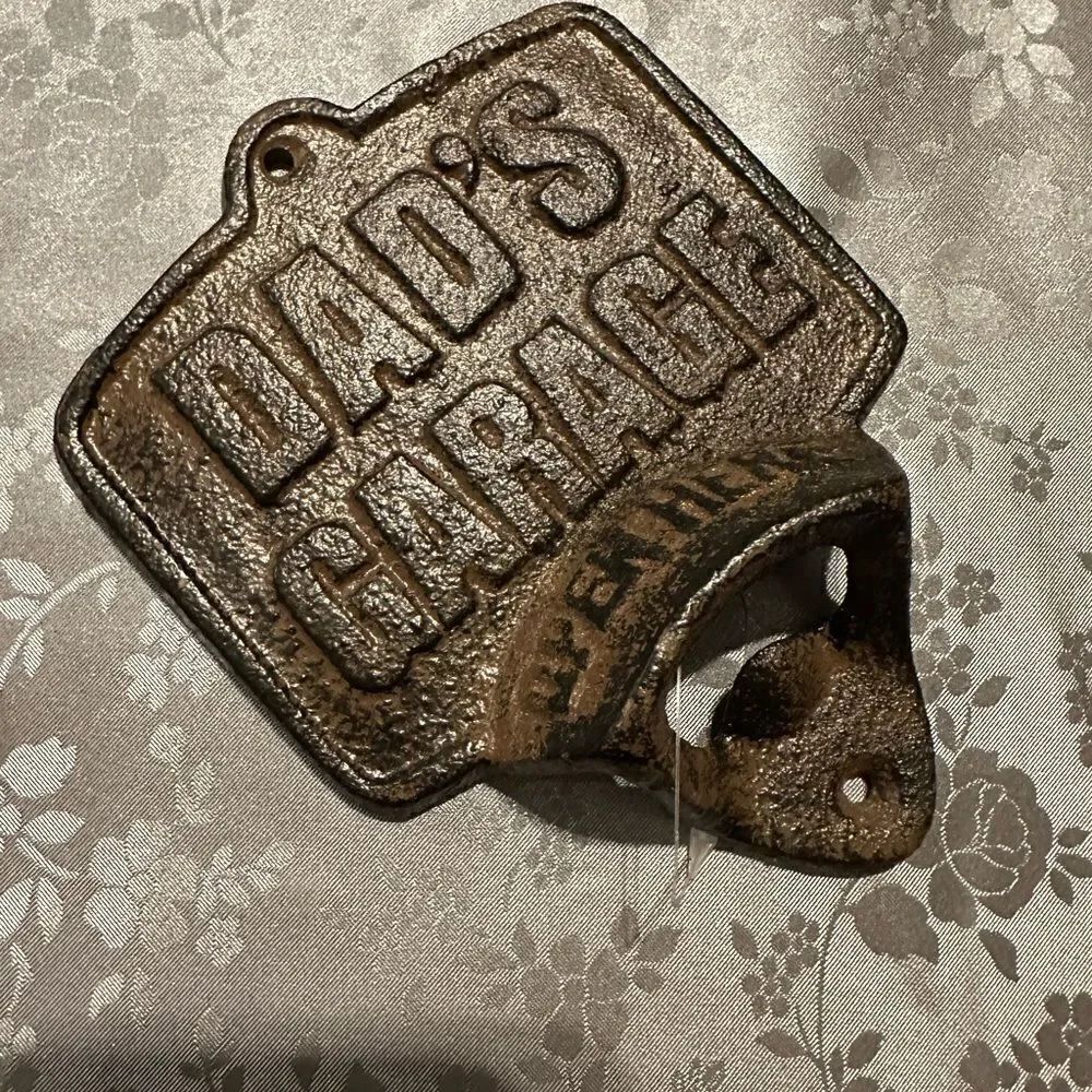 Cast iron wall mounted bottle opener dads garage man cave